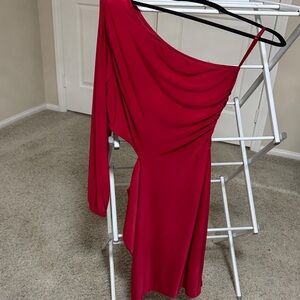 Elegant Red One-Shoulder Dress